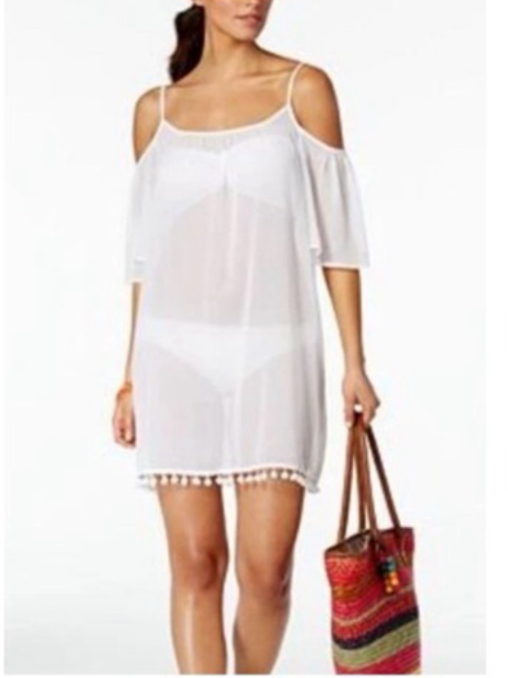 Bleu Rod Beattie white off the shoulder swim coverup